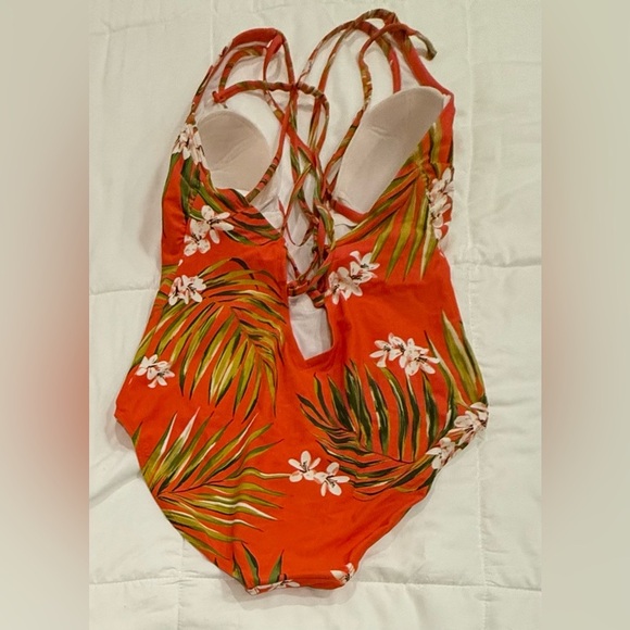 **Kona Sol Orange Floral One-Piece Swimsuit – Women’s Size Large** - Picture 4 of 4